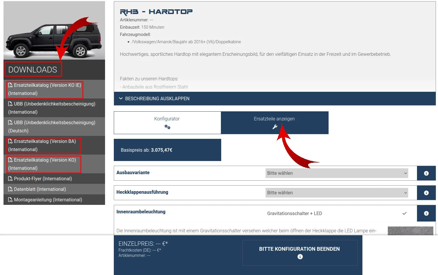 Road Ranger Shop — Ersatzteilkatalog im Download-Bereich oder Ersatzteile-Tab